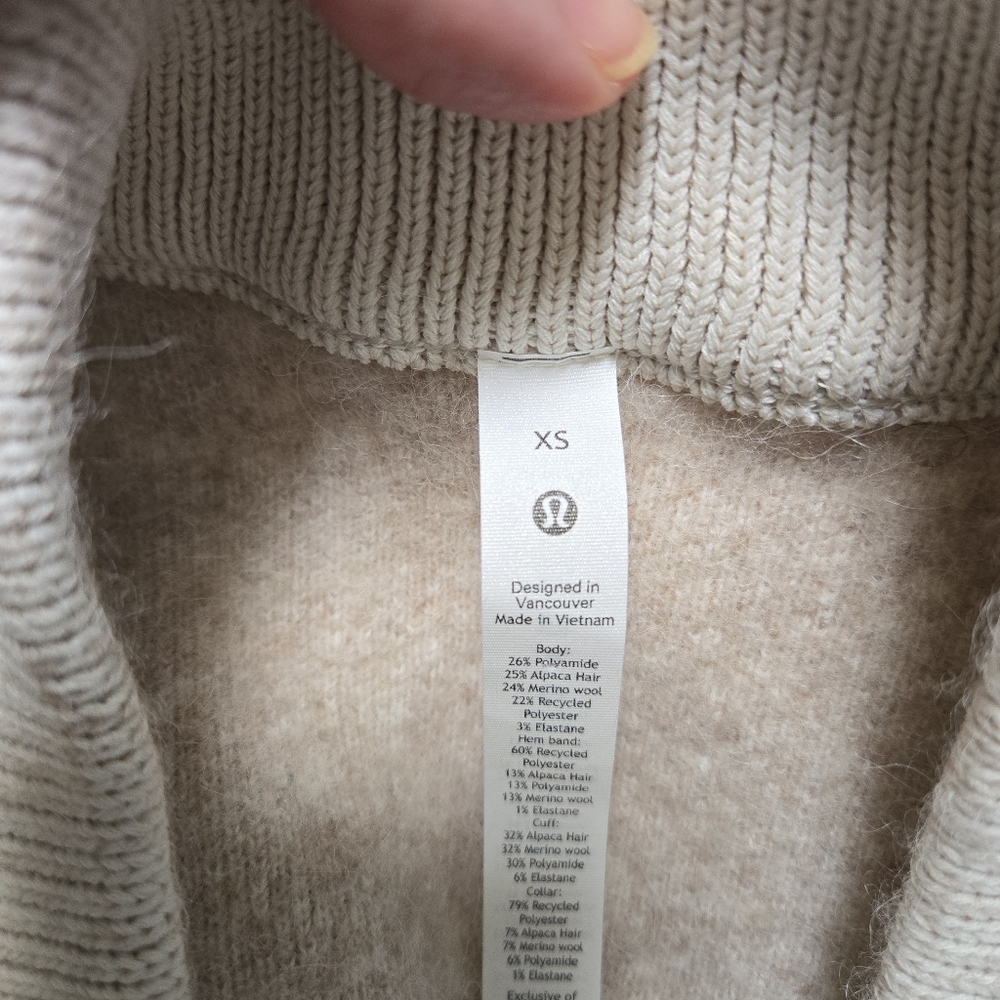 Lululemon Alpaca Wool-Blend V-Neck Sweater Heathered White Opal - Picture 8 of 11